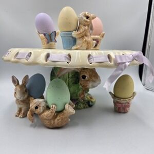 Ceramic Easter Egg Display Set Pastel Speckled Decorative Egg Stand Costco